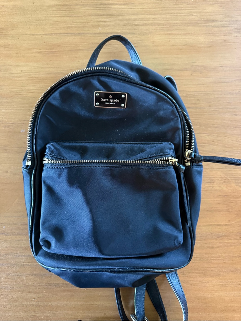 kate spade black nylon mini backpack with gold hardware